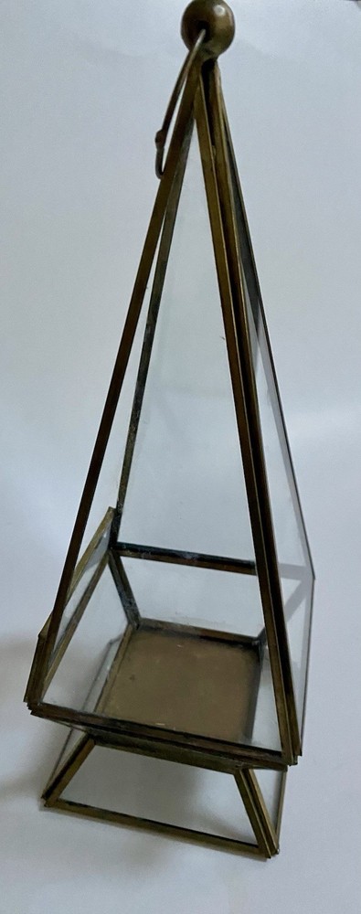 Brass Geometric Glass Terrarium Triangle Hanging Table Clear Display Case India