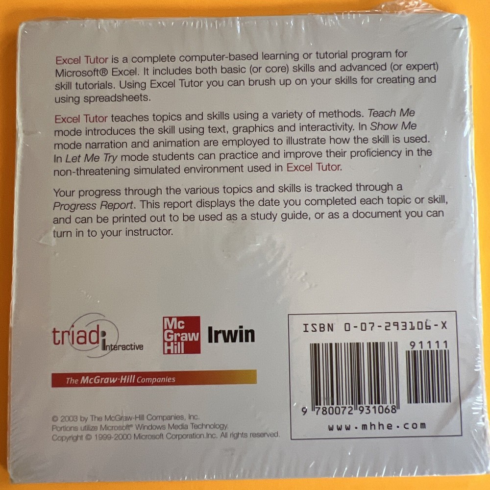 Microsoft Excel Tutor (CD, 2003)