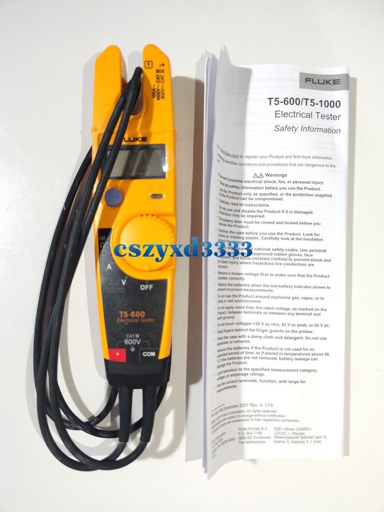 Fluke T5-600 Clamp Meter Continuity Current Electrical Tester #Z
