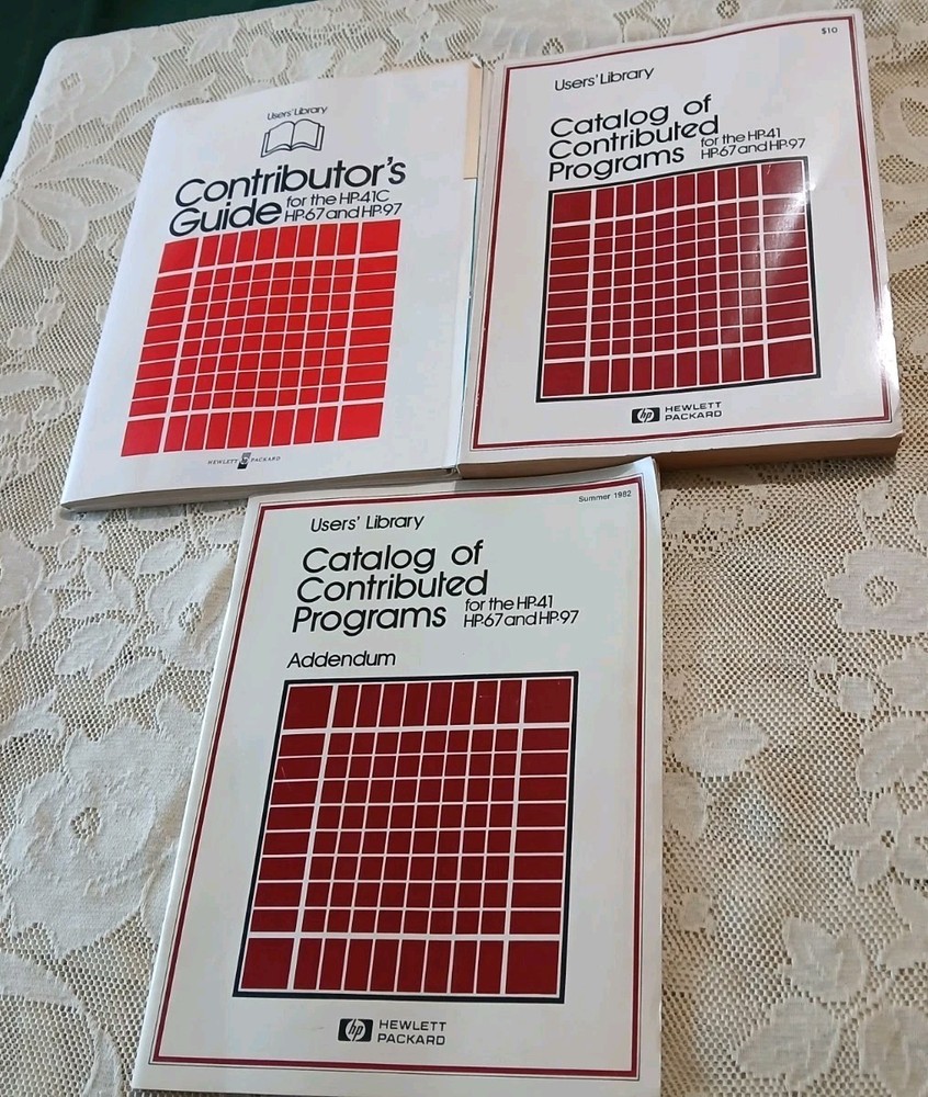 VINTAGE HEWLETT PACKARD CALCULATOR CONTRIBUTORS GUIDE LIBRARY SOFTWARE CATALOG