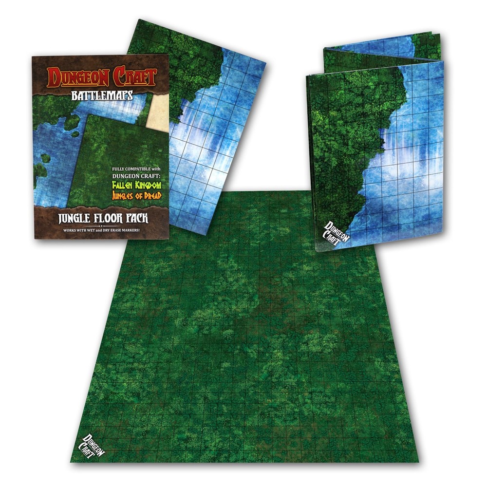 Jungle Battle Map for DND & TTRPG – Double-Sided 33x24 Mat – Tabletop Grid
