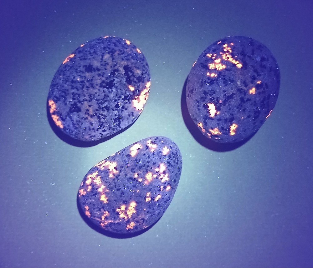 Fluorescent Sodalite ( Yooperlite ) 4.7 oz Total. Three Bright Yooperlites