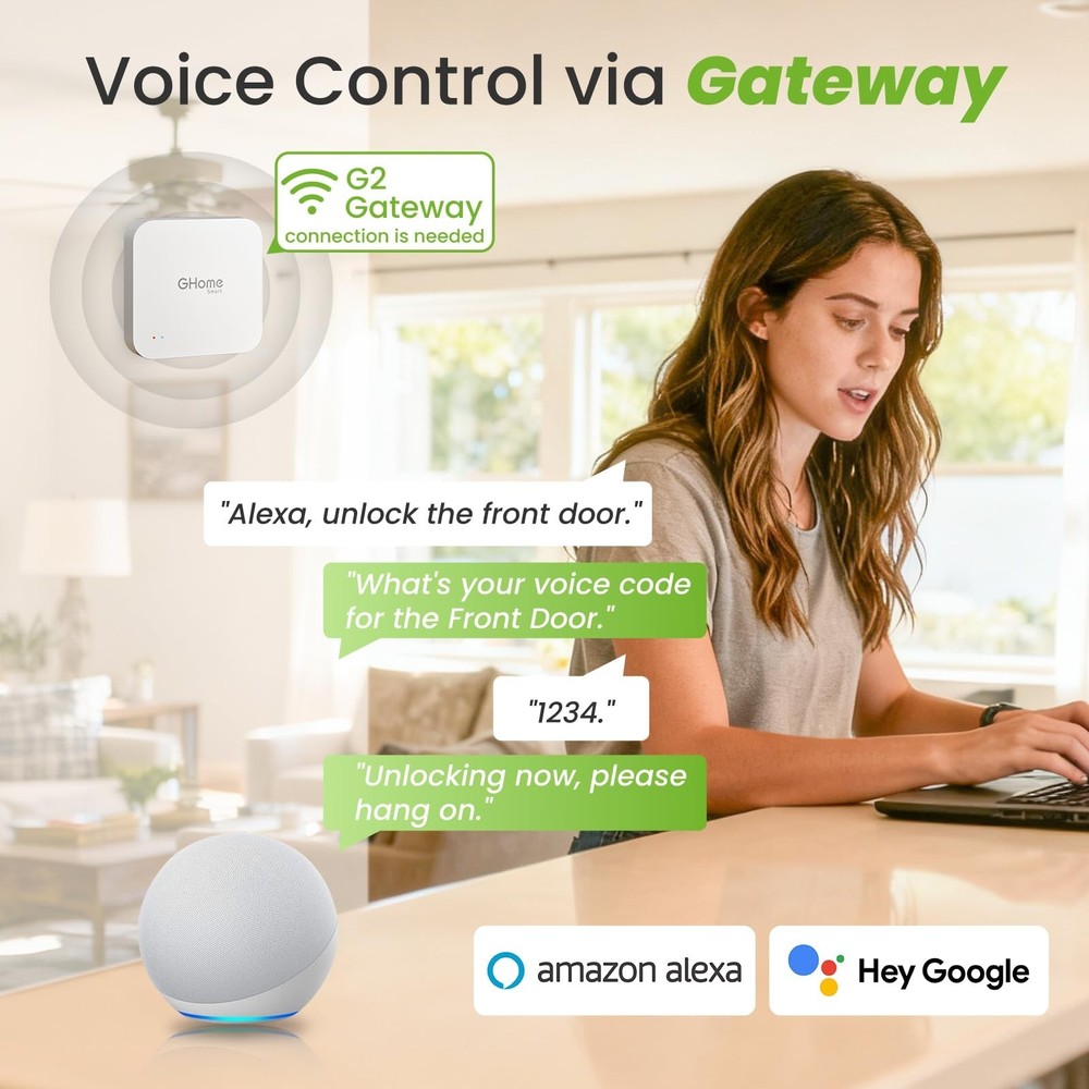 GHome Smart Deadbolt Lock, Fingerprint Code Keyless Entry Door Lock for Front...