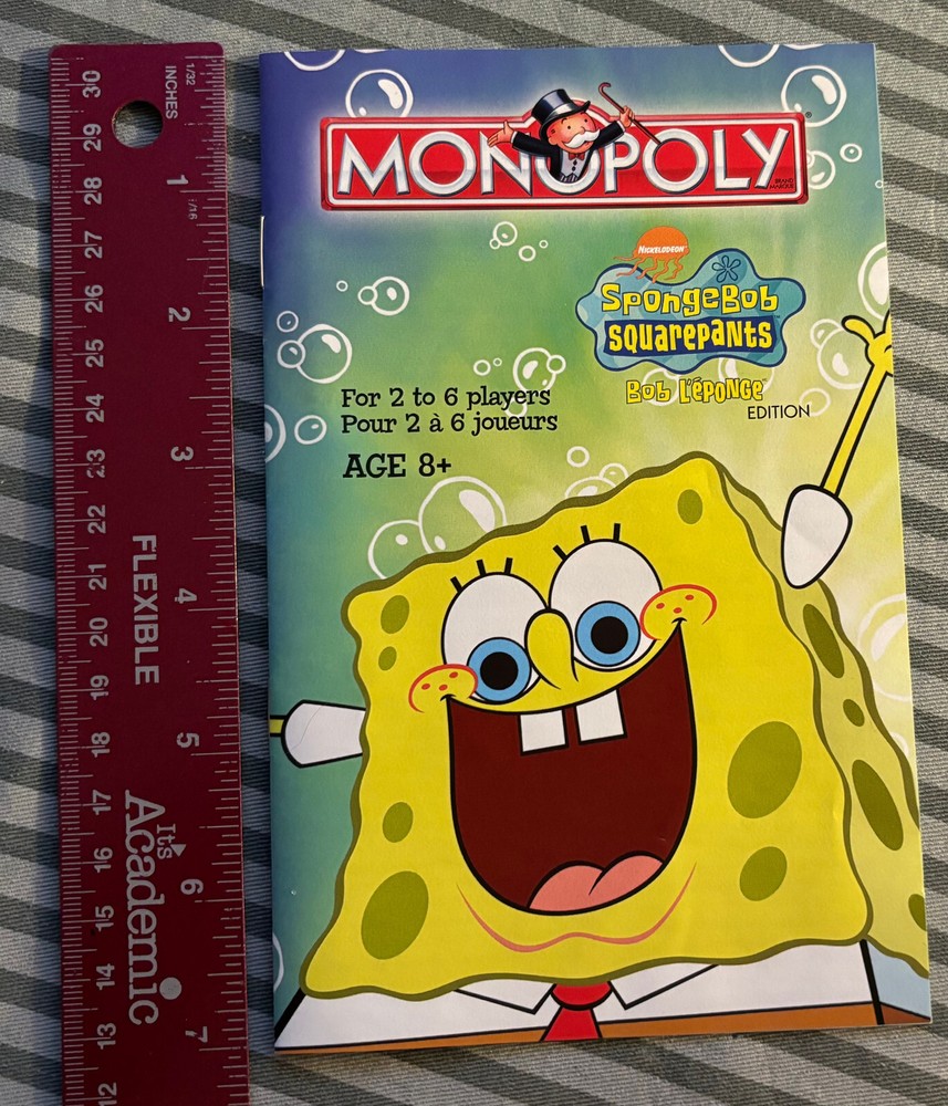 Spongebob Monopoly Squarepants Edition REPLACEMENT GAME INSTRUCTIONS Booklet