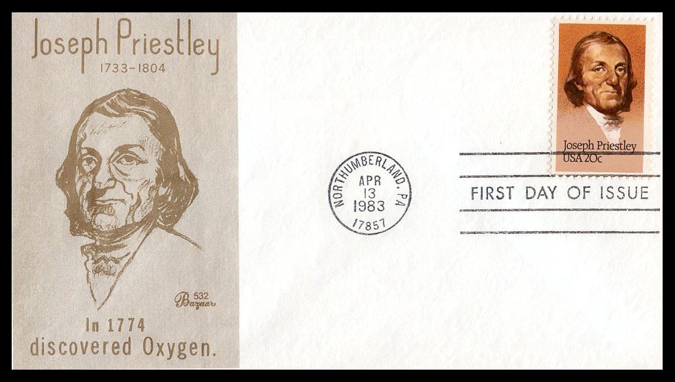 US FDC # 2038 20c Joseph Priestley  Bazaar   1983, 9p6743