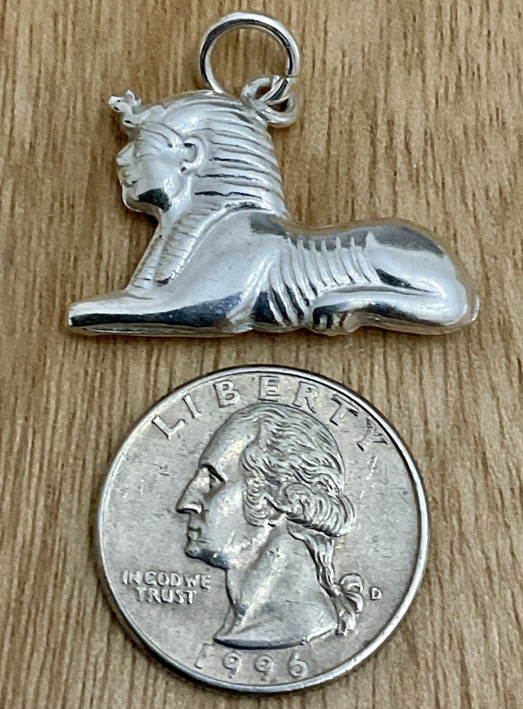 EGYPTIAN HANDMADE 800 STERLING SILVER sphinx Pendant