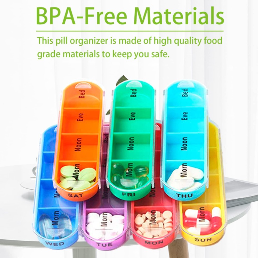 Weekly Stackable Pill Organizer 4 Times A Day Pill Case 7 Stackable Compartments