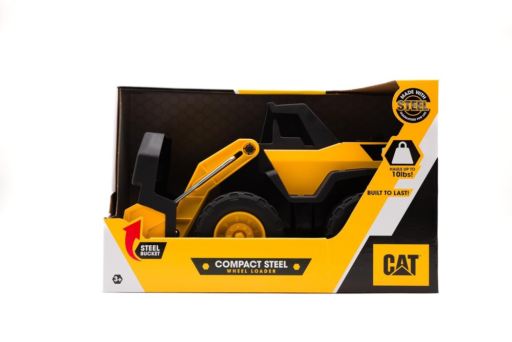 Cat Compact Steel Wheel Loader - 12" Construction Toy with Real Working Loader