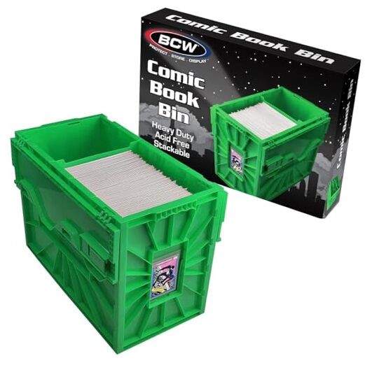 Short Comic Book Bin | Holds 150 Comics | Stackable Plastic Storage | Single