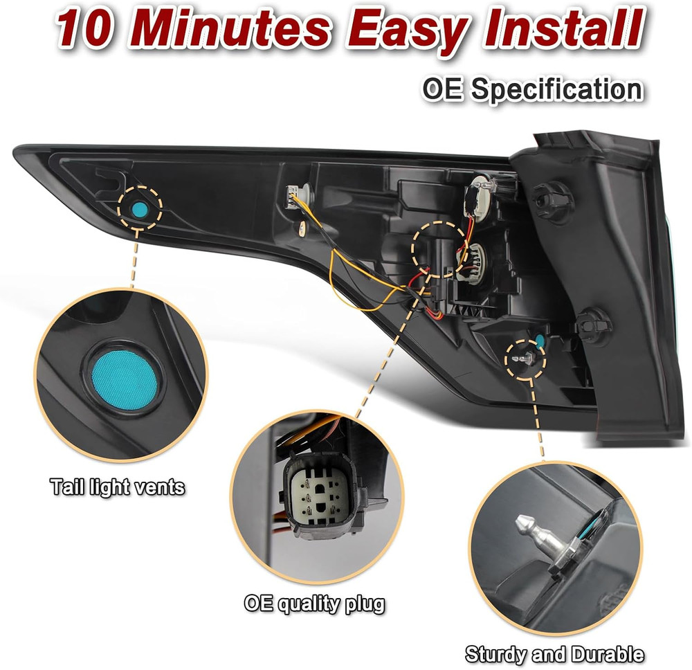 Tail Lights Assembly with Light Bulb and Harness Compatible with 2017 2018 Ford