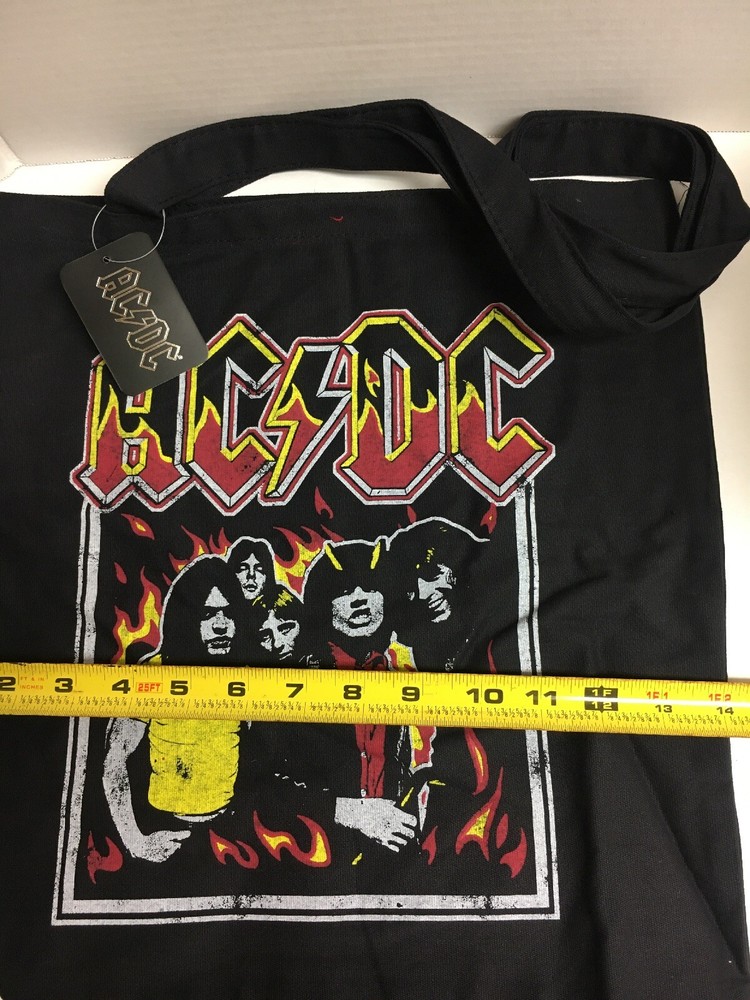 ACDC Flames Canvas Black Tote New