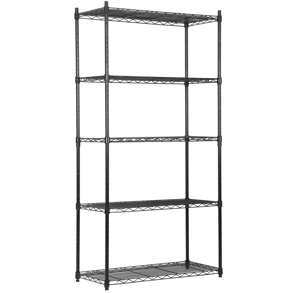 5 Layer Unit Wire Rack Storage Shelf Black Holder Kitchen Display Office Black