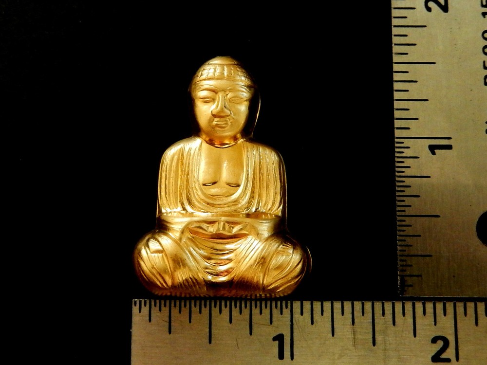 Sitting Buddha / Raw Brass Stampings/ Embossed on Top / Open Back