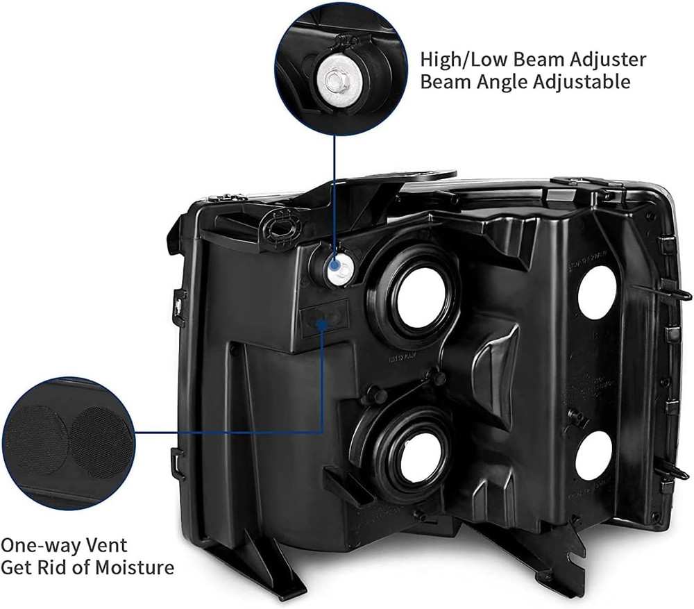 Headlights Assembly Pair for 2007-2013 Chevy Silverado 1500/2007-2014 Chevy Silv