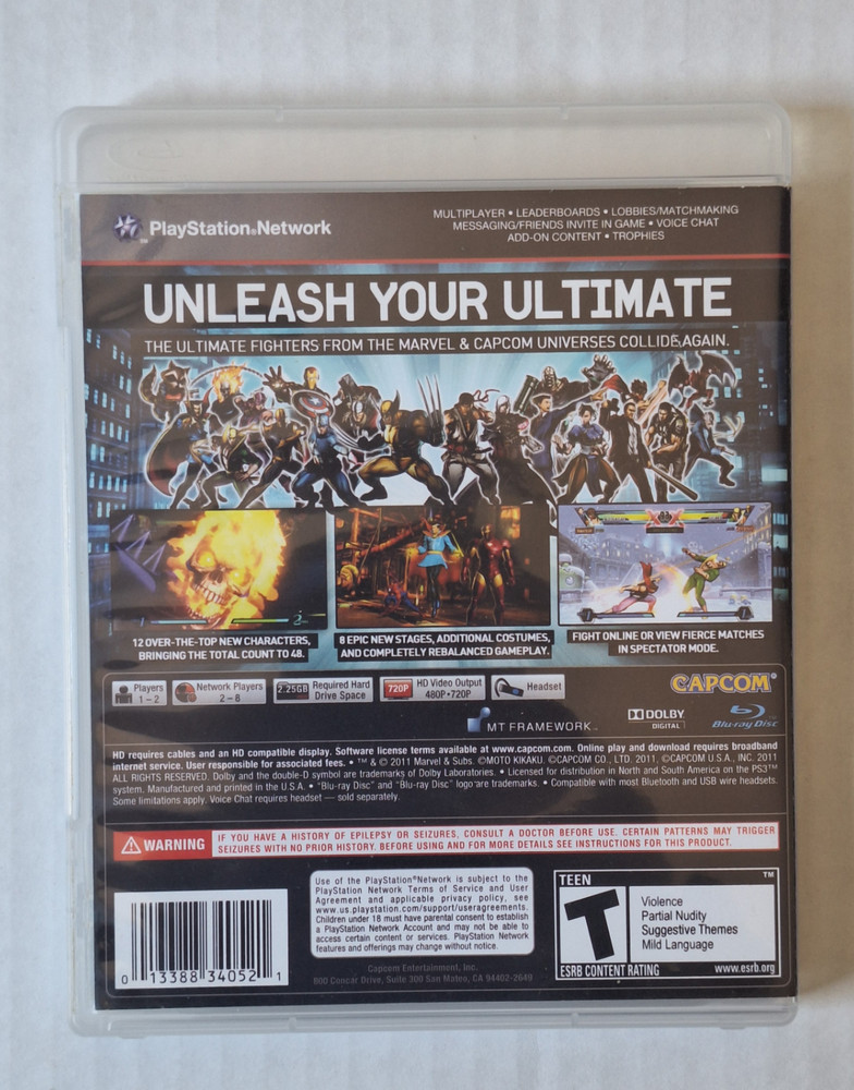 Replacement Authentic Box Case for Ultimate Marvel vs Capcom 3 PS3 with CoverArt