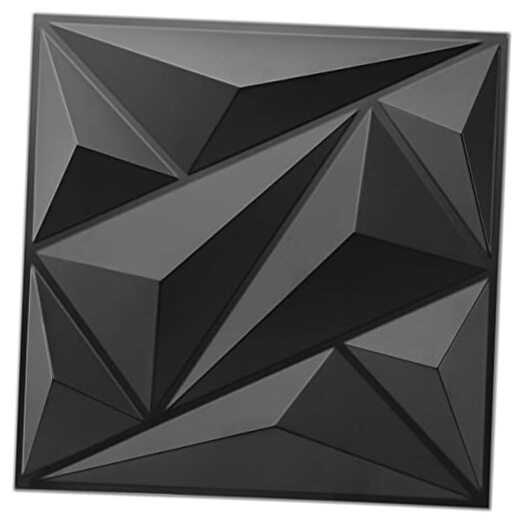 3D Wall Panel Diamond for Interior Wall Décor, PVC Flower 33 Pack 33 Black
