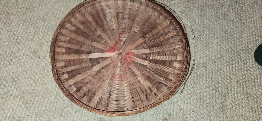 Vintage Woven Sewing Basket with Thread Notions String Oriental