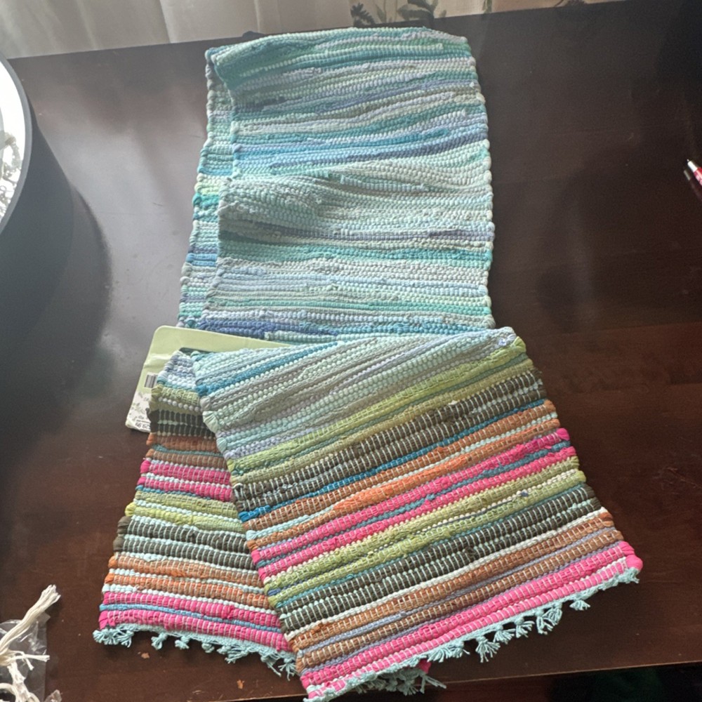 The Spring Shop Multicolor Striped Cotton Table Runner 14x72in Rectangular