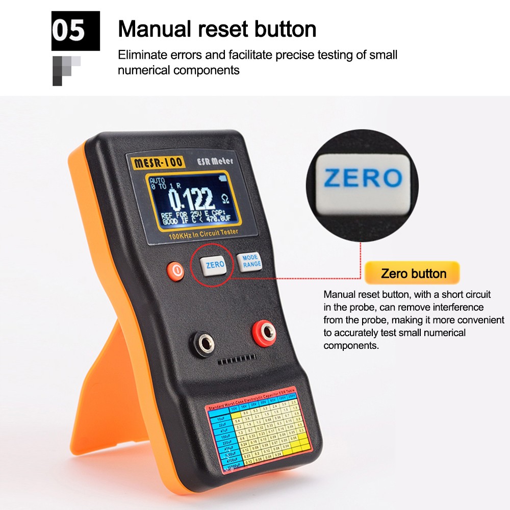 MESR-100 ESR Capacitance Ohm Meter Capacitance Internal Resistance Circuit Test