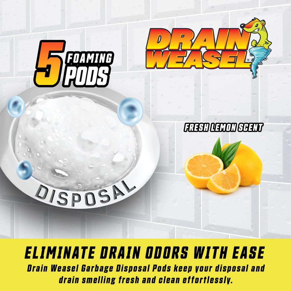 Drain Weasel Garbage Disposal Pods Cleaner and Deodorizer, Sink Odor...