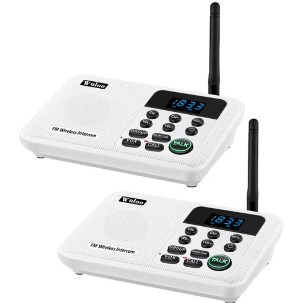 Wuloo Wireless 1 Mile Range Home Intercom System 2 Pack W888-P2 Multi Channel