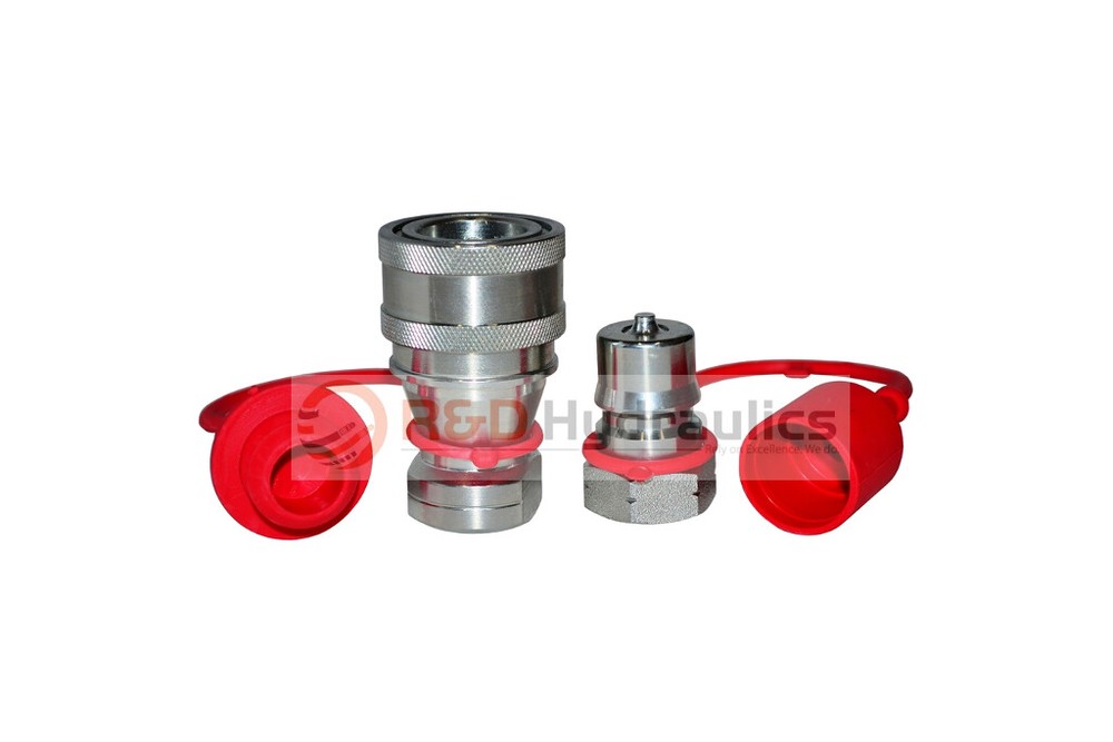 Hydraulic Quick Coupler | ISO 7241-1 B | 3/4" NPT | Complete Set W/ Cap & Plug