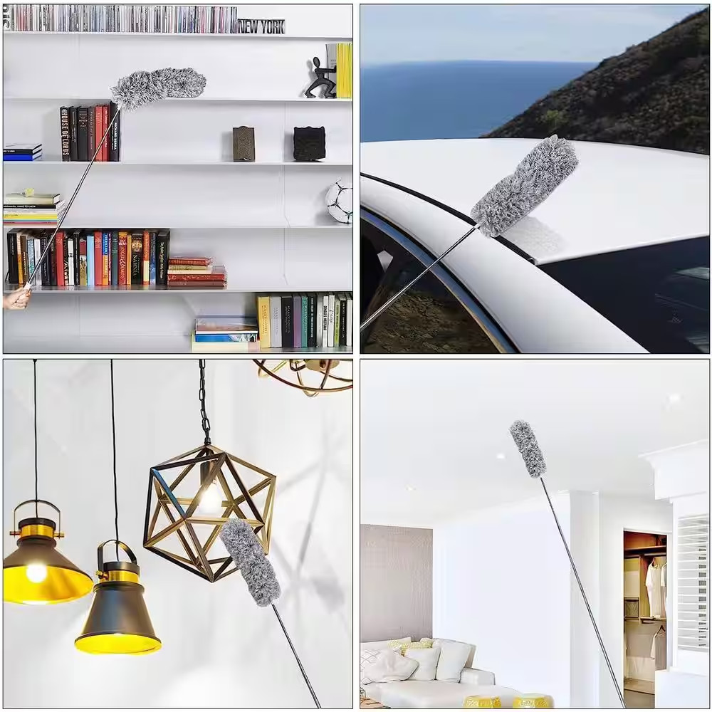 Microfiber Feather Duster Extendable 30 to 100 In. Long Pole Bendable Head for C