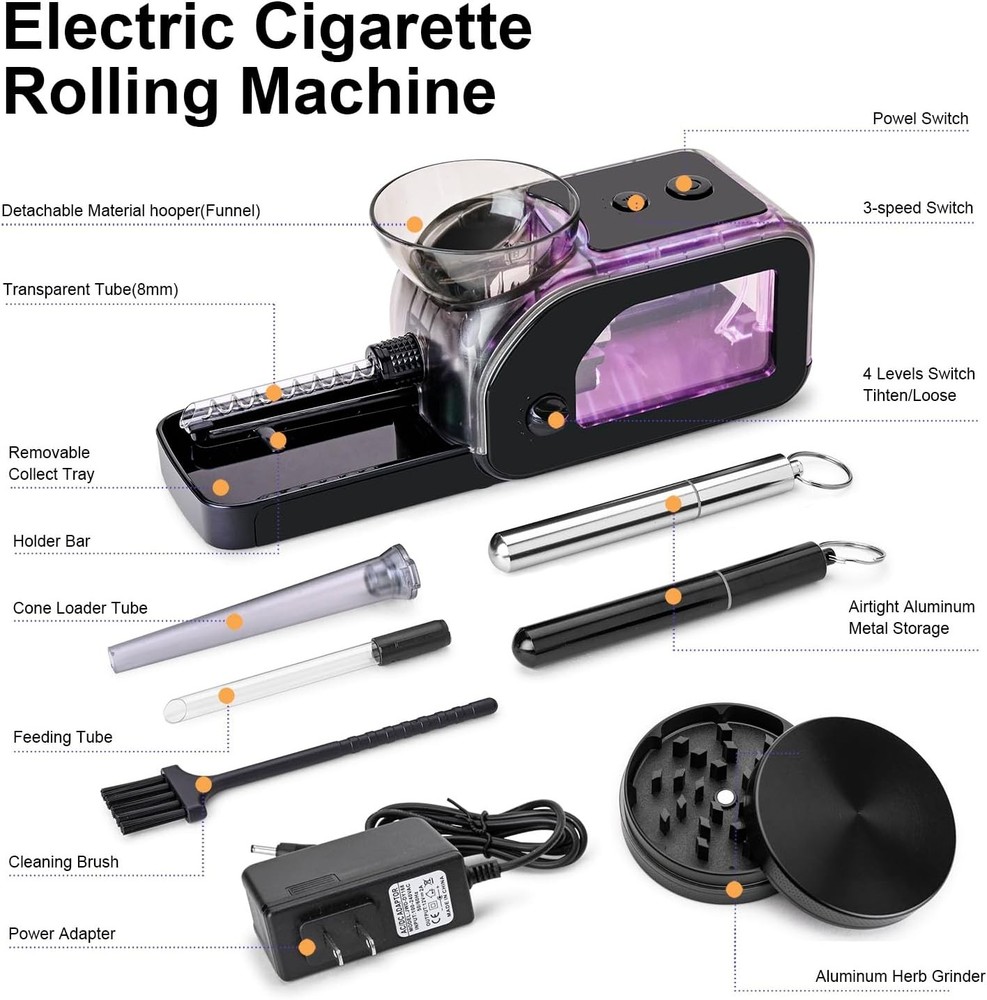 Electric Cigarette/Cone Rolling Machine Set with Manual Sipce Grinder,Automatic