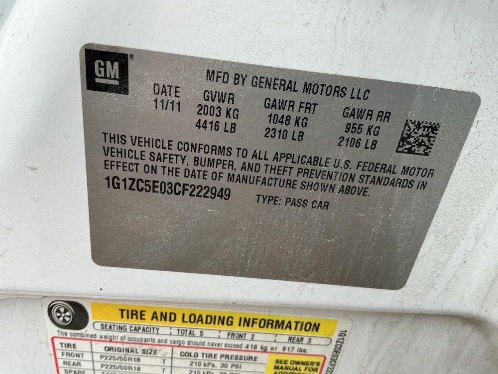 MALIBU 2012 Glove Box 4982560