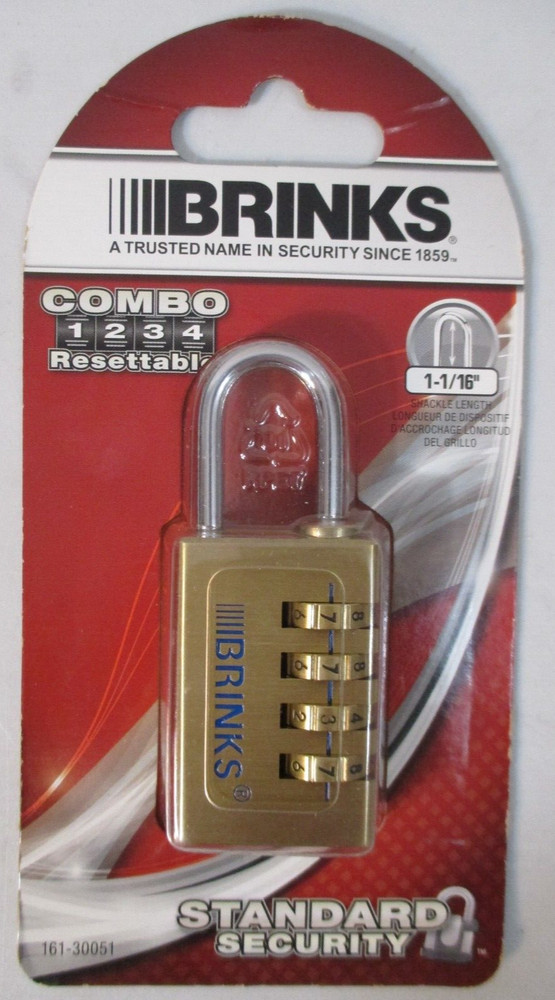 BRINKS 30mm 4-Dial Combination Weather-Resistant SOLID BRASS Security PADLOCK