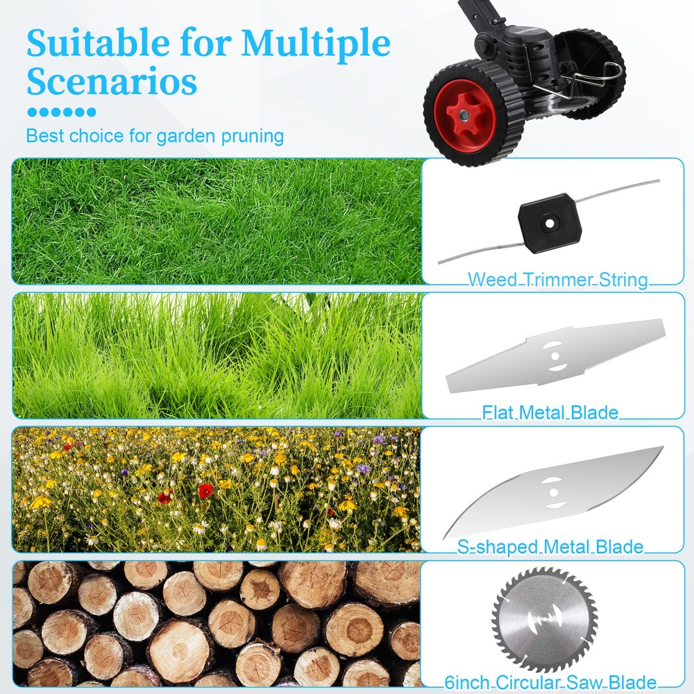Cordless String Trimmer, Edger WeedWhacker Grass Eater Lawn Cutter w/2* Battery