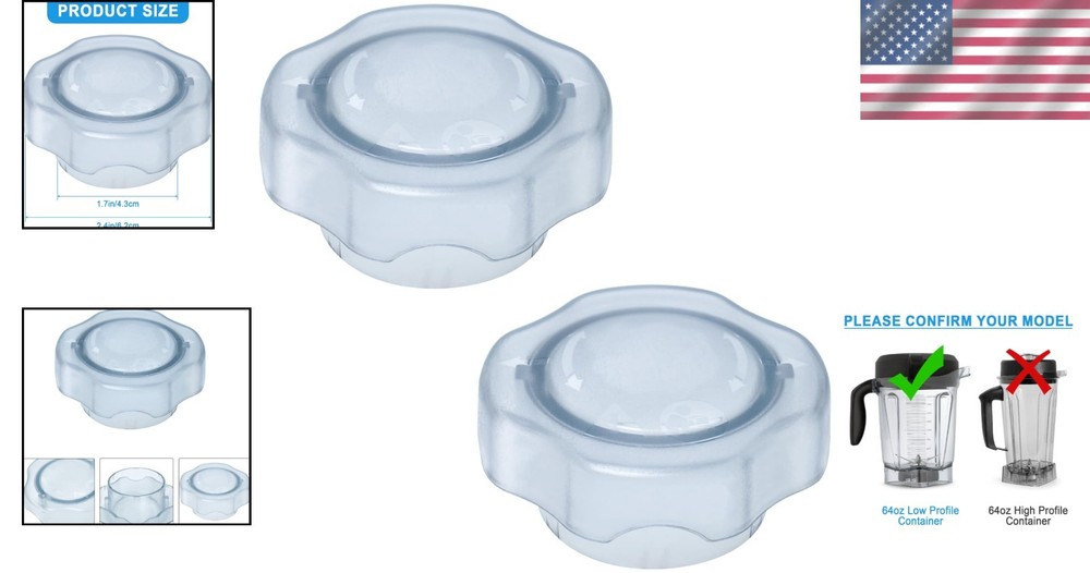 2-Pack Lid Plug Replacement for 64oz Low Profile Mixer Containers