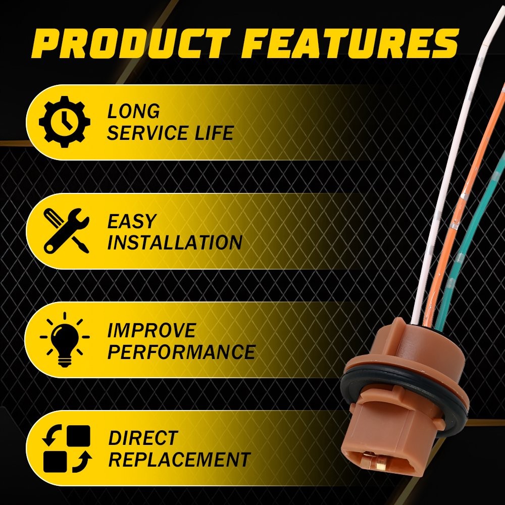 Universal Pigtail Wire Female Socket Two 7443 Harness Replace Stop Tail Brake