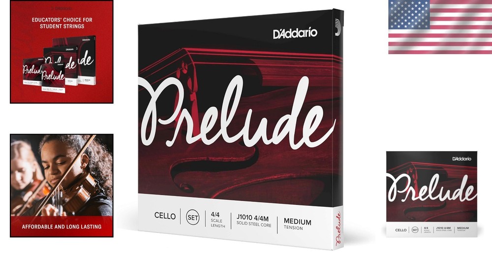 D'Addario J1010 Cello Strings - 4/4 Scale, Medium Tension