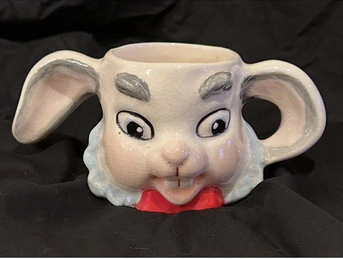 Vintage Easter Bunny Rabbit Bowl & Mug Candy Dish Decorative Glazed Ceramic EUC