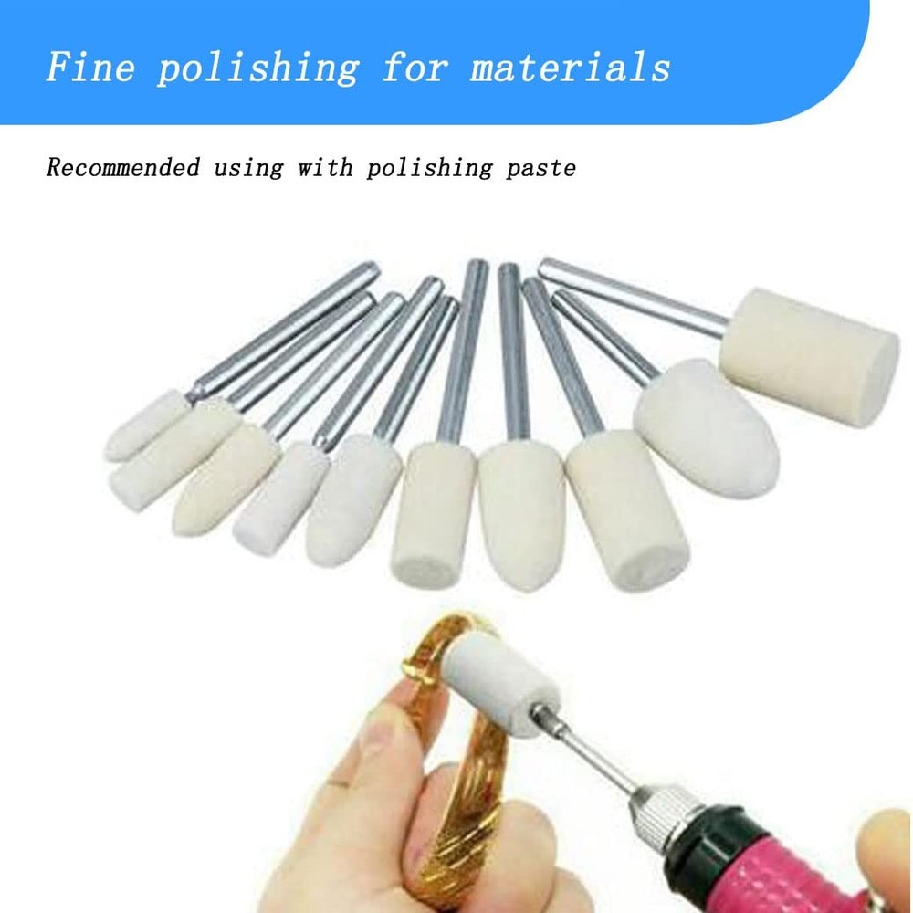 20 Pieces Compressed Wool Polishing Wheels Wool Felt Grinding Bits Buffing Ti...
