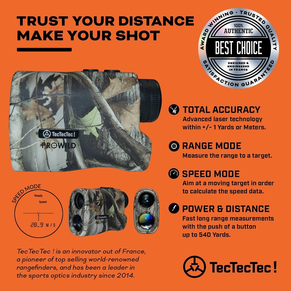TecTecTec ProWild Hunting Rangefinder - 6x24 Laser Range Finder