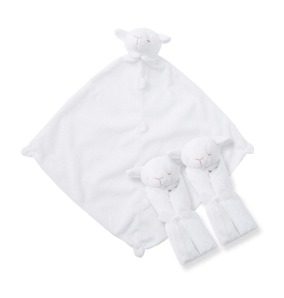 WHITE LAMB PAIR AND A SPARE BLANKIE SET