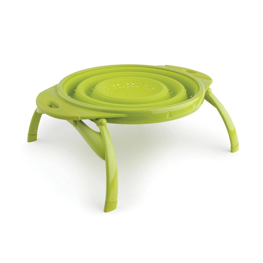 POP Collapsible Silicone Colander, 10 inch diameter, Solid Green
