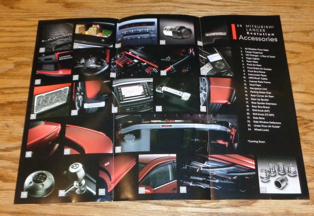 Original 2008 Mitsubishi Lancer Evolution Accessories Foldout Sales Brochure 08
