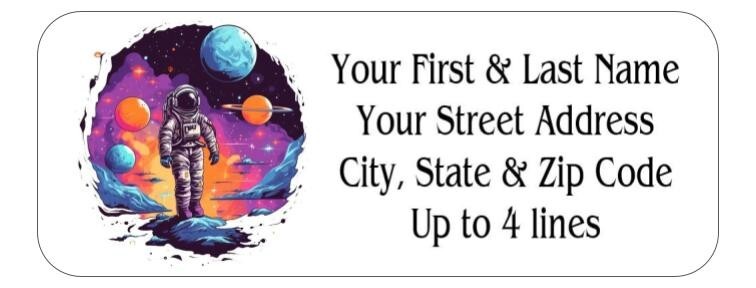 150 Cosmic Astronaut Galaxy Space  Mailing Return Address Labels Personalized