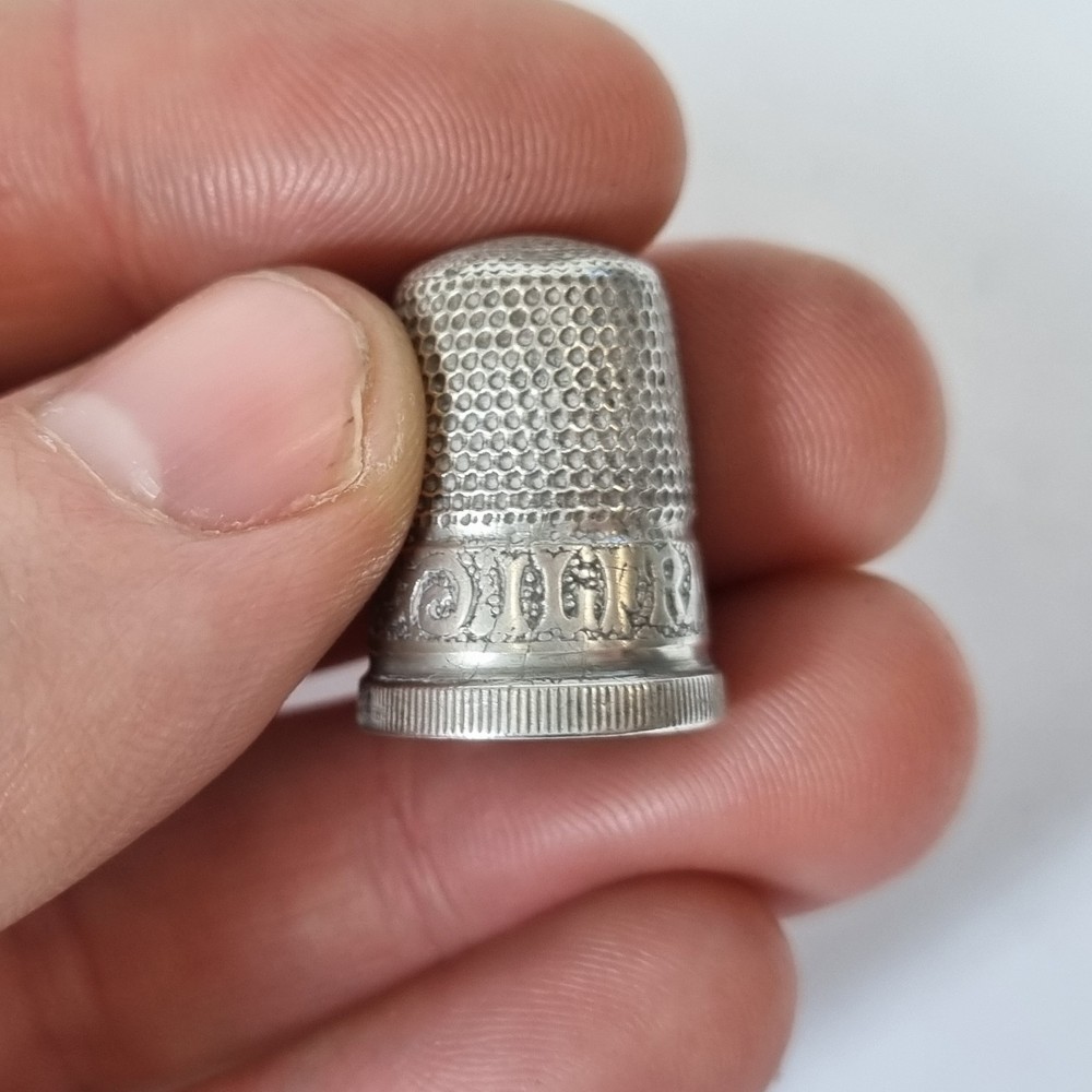 Vintage Solid Silver Thimble "Ilfracombe" Hallmarks Rubbed