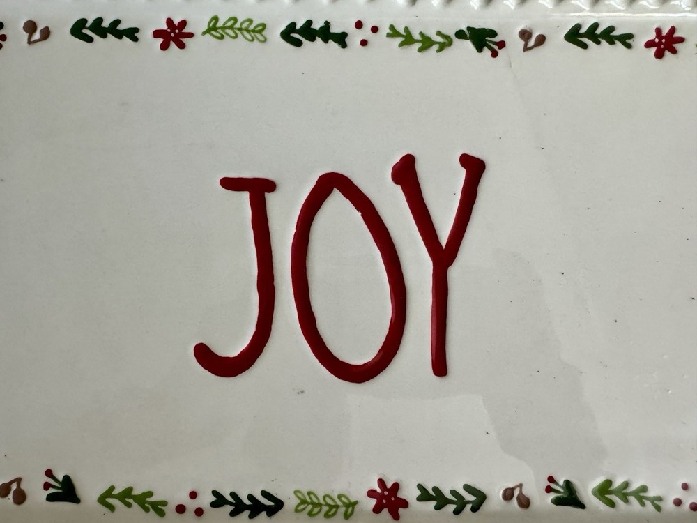 tag Festive JOY Rectangular Holiday, Christmas Platter - 15” x 9”