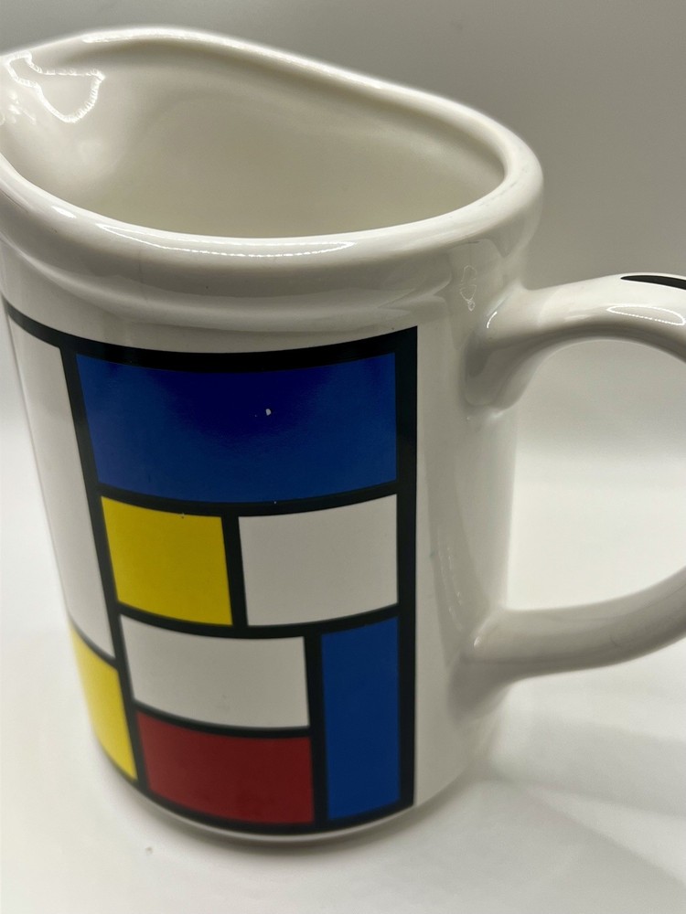 Mondrian Abstract Ceramic Pitcher 1991 Vintage Modern