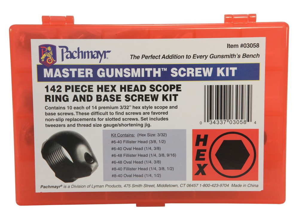 Pachmayr Master Gunsmith Scope Ring and Base Screw Kit Hex Head 142 Piece