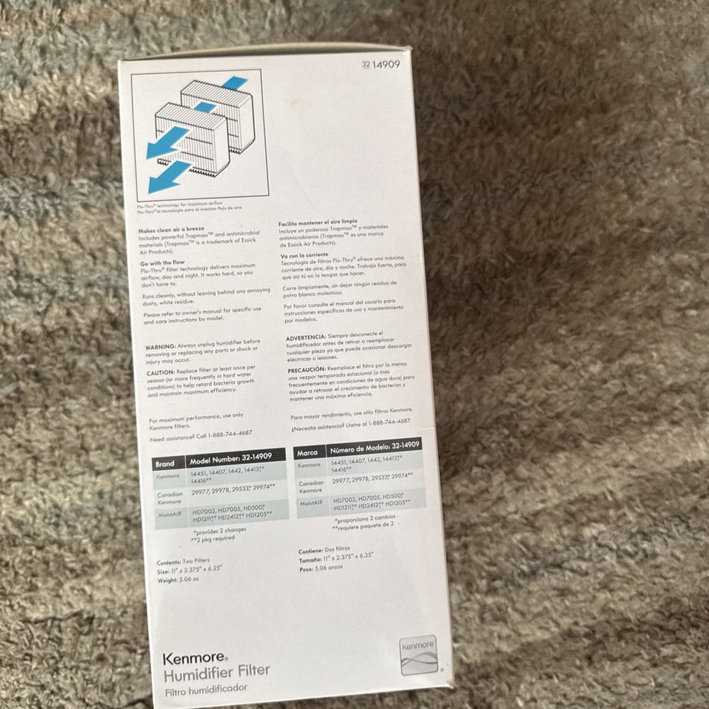 NEW Kenmore Pleated Humidifier Filter 32 14909 Replacement 2 Pack