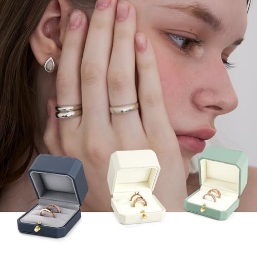PU Double Dual Ring Box PU Leather Double Ring Gift Box Double Ring Box Green