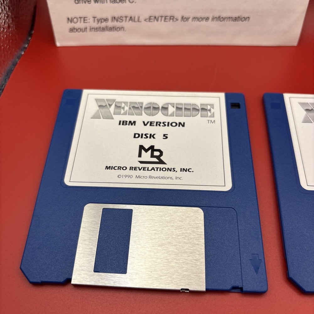 Xenocide 3.5 Floppy Vintage Computer Game (original) Disk 5&6 & Reference Card
