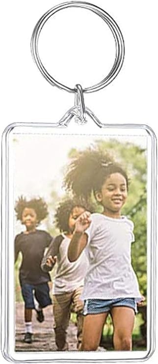 Clear Acrylic Keychain Frame - Double-Sided Photo Insert Keyring, Picture Snap
