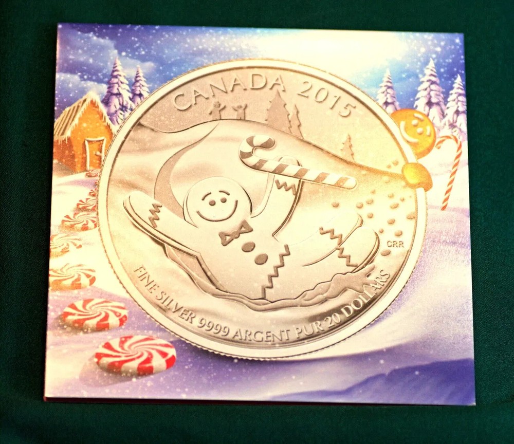 2015 CANADA $20 GINGERBREAD MAN SILVER COIN